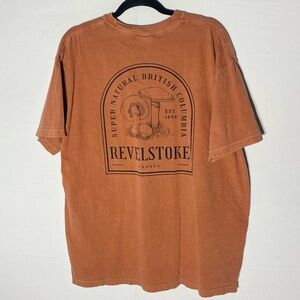 Comfort Colours Orange Brown Mushroom Revelstoke Graphic Souvenir Tee T Shirt XL